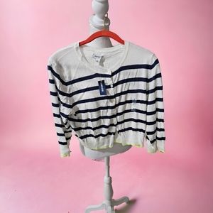 Old Navy Girls White/ Blue Stripe Thin Cardigan size Large